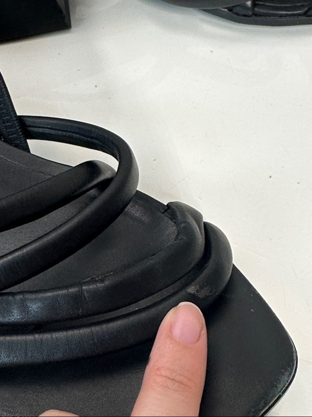 Ecco Elevate Black Leather Slip On Block Heel Square Toe Strappy Sandals 41(10) - Picture 14 of 14